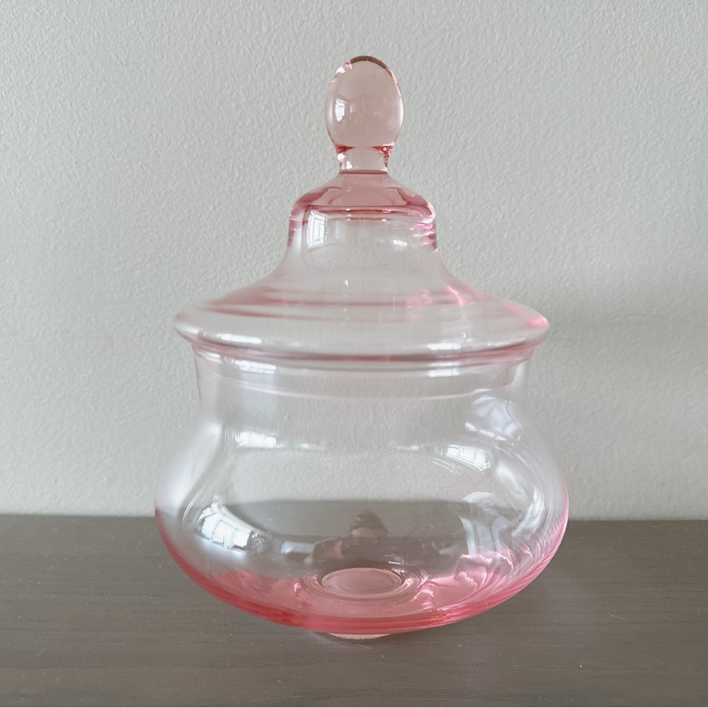Pink glass jar / candy jar / pink dish